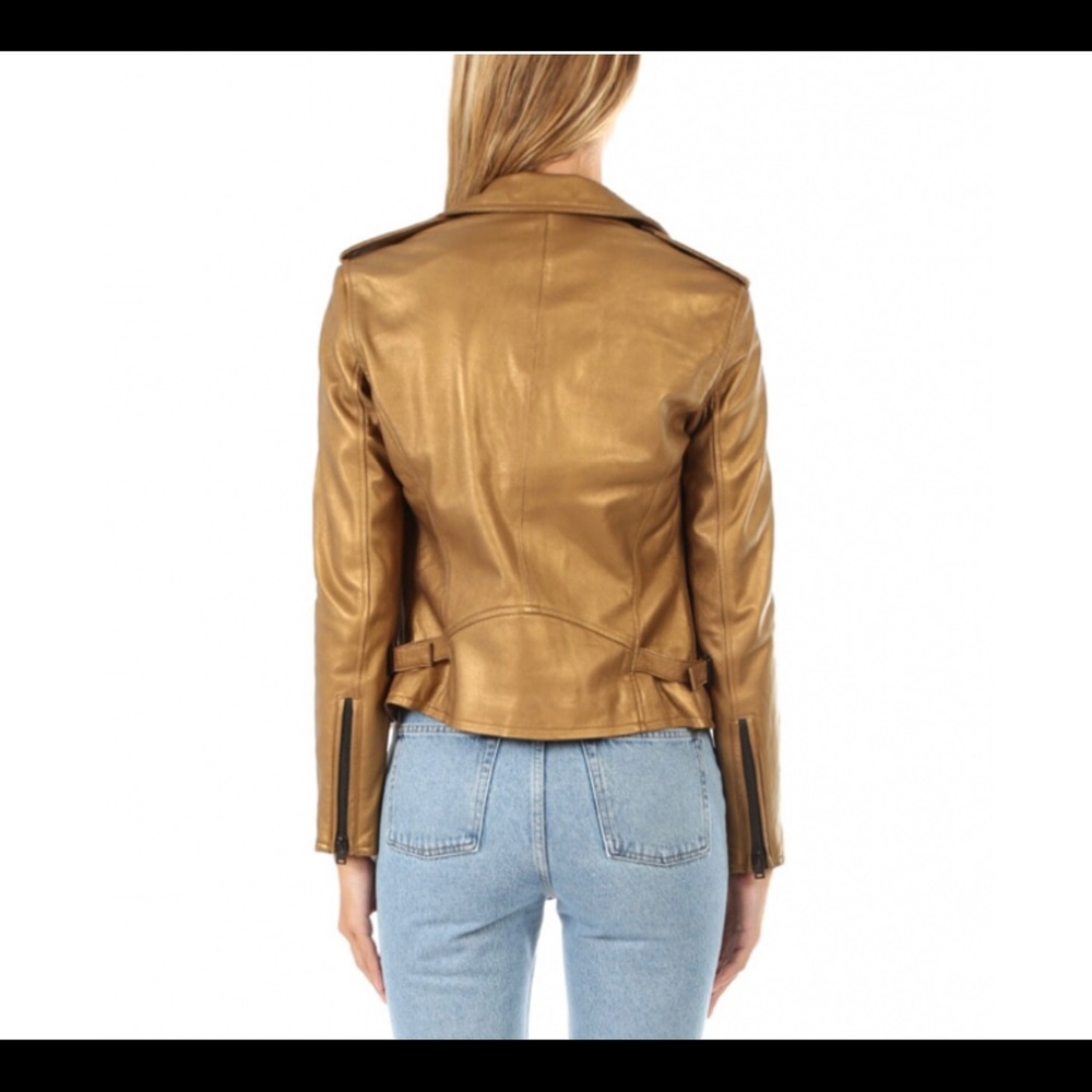 IRO Gold Metallic leather Jacket size 38 - Picture 4 of 12
